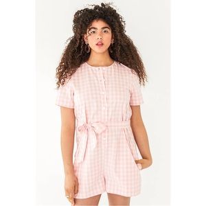 Ban.do Pastel Pink Picnic Plaid Jumpsuit